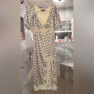 Urban Outfitters Yellow, Blue & White Floral Lace Dress